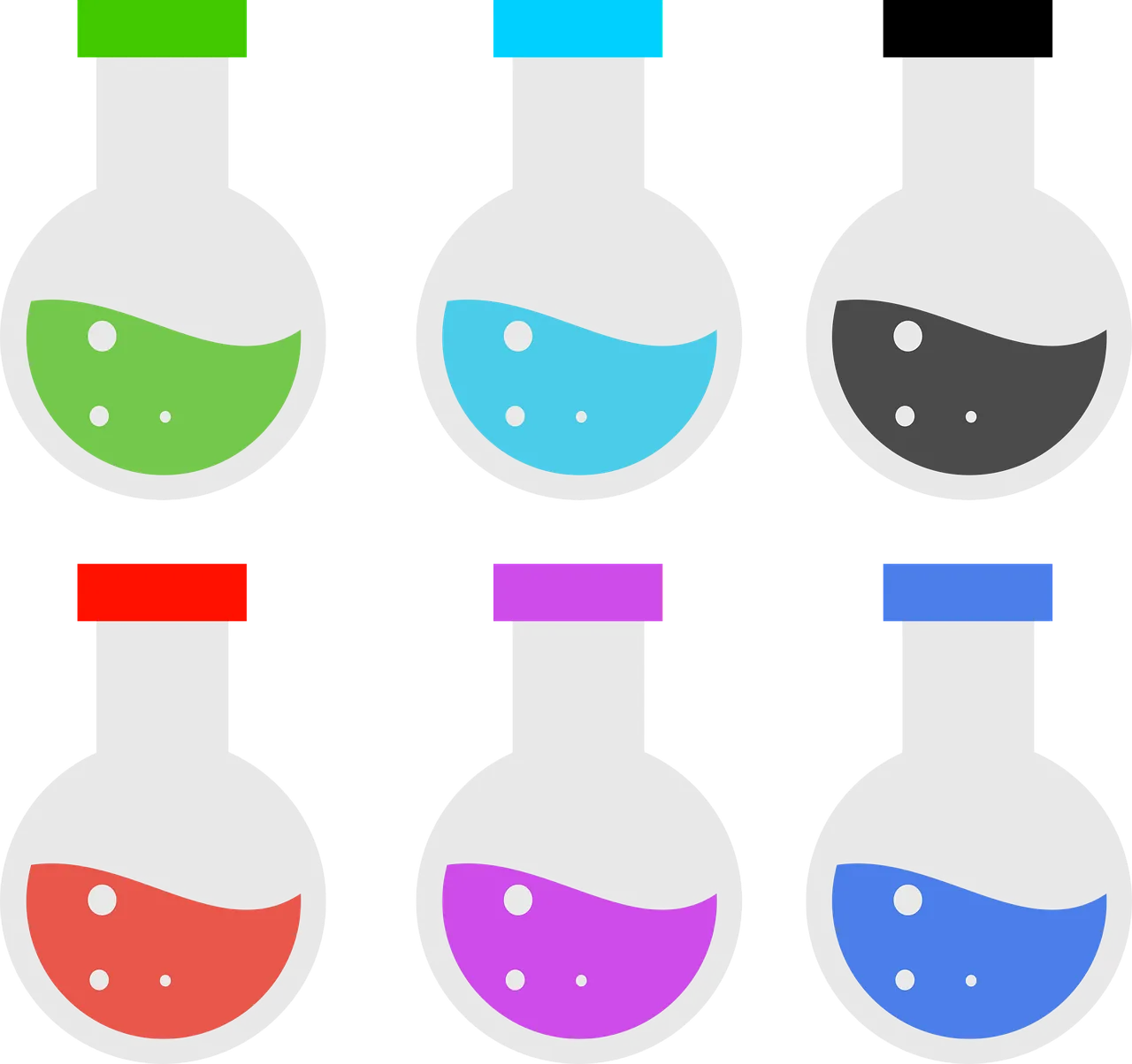 Colored potion bottles